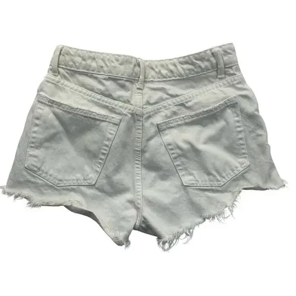 Zara Cut Off Shorts Womens Beach Casual Size 4 White - Picture 8 of 13